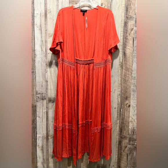 NWT Torrid Orange Gauze Duster Kimono Size 0 - Picture 2 of 7